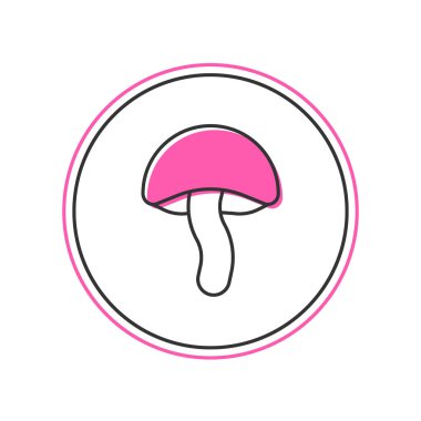 Beyaz arkaplanda izole edilmiş ana hatlı mantar ikonu. Vektör