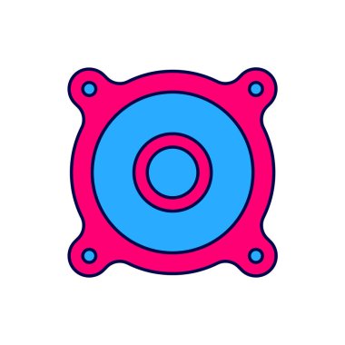 Doldurulmuş Stereo hoparlör simgesi beyaz arkaplanda izole edildi. Ses sistemi hoparlörleri. Müzik ikonu. Müzikal sütun hoparlörü. Vektör