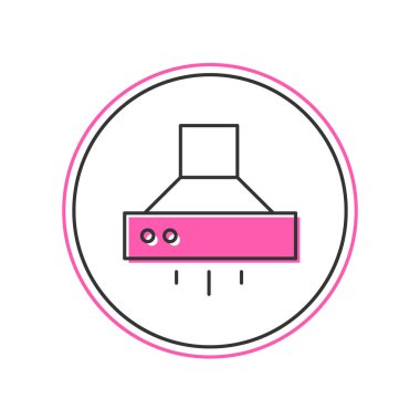 Doldurulmuş ana hatlı mutfak çıkarıcı fan simgesi beyaz arkaplanda izole edildi. Mutfak kaputu. Mutfak egzozu. Ev aletleri. Vektör