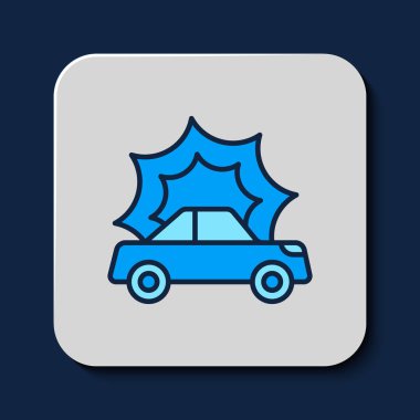 Filled outline Car accident icon isolated on blue background. Insurance concept. Security, safety, protection, protect concept.  Vector