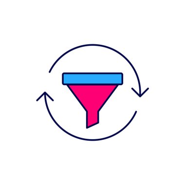 Taslak satış hunisi, beyaz arka planda izole edilmiş pazarlama ve başlangıç iş simgesi grafiği ile dolduruldu. Bilgi şablonu. Vektör