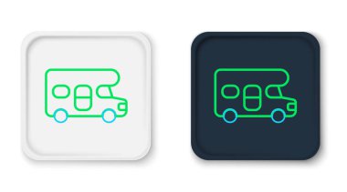 Çizgi karavan araç simgesi beyaz arkaplanda izole edildi. Karavan evi, yaz gezisi için mobil ev. Renkli taslak konsepti. Vektör