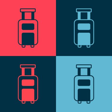 Seyahat simgesi için Pop Art Bavulu renk arkaplanında izole edildi. Seyahat bagaj tabelası. Seyahat bagaj ikonu. Vektör