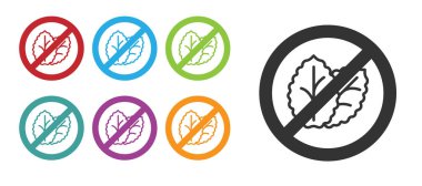 Beyaz arkaplanda siyah tütün yaprağı ikonu yok. Tütün yaprakları. Simgeleri renklendirin. Vektör