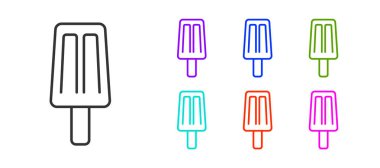 Siyah çizgi dondurma ikonu beyaz arkaplanda izole edilmiş. Güzel sembol. Simgeleri renklendirin. Vektör
