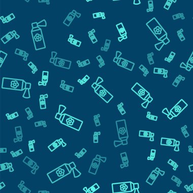 Yeşil Hat Air sprey sprey şişesi ikonu mavi arka planda izole edilmiş pürüzsüz desen. Oda spreyi şişesi. Vektör