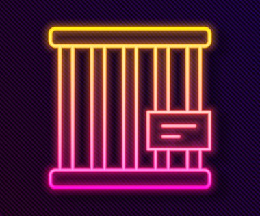 Parlayan neon hattı hayvan kafesi simgesi siyah arkaplanda izole edildi. Vektör