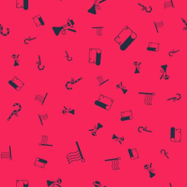 Mısır Bayrağı, Nargile, Hırsız ve Papyrus parşömenlerini kusursuz desenlere göre ayarla. Vektör