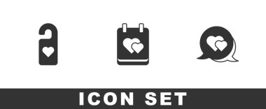 Lütfen konuşma baloncuğu simgesindeki kalp, takvim ve kalp ile rahatsız etmeyin. Vektör