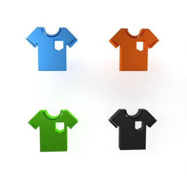 Beyaz arkaplanda izole edilmiş renkli tişört simgesi. Minimalizm kavramı. 3 Boyutlu resimleme