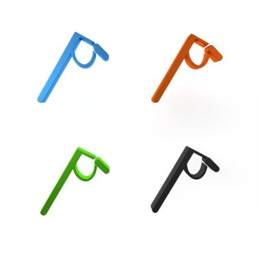 Beyaz arkaplanda renkli mikrofon simgesi izole edildi. Radyodaki mikrofondan. Sözcü işareti. Minimalizm kavramı. 3 Boyutlu resimleme