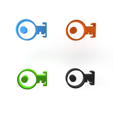 Renkli Anahtar simgesi beyaz arkaplanda izole edildi. Minimalizm kavramı. 3 Boyutlu resimleme