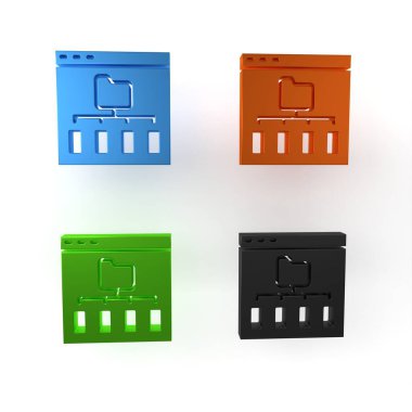 Renkli Tarayıcı dosya simgesi beyaz arkaplanda izole edildi. Minimalizm kavramı. 3 Boyutlu resimleme