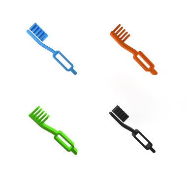 Beyaz arkaplanda renkli diş fırçası simgesi izole edildi. Minimalizm kavramı. 3 Boyutlu resimleme