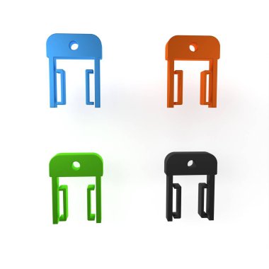 Havaalanı simgesindeki renkli metal dedektörü beyaz arkaplanda izole edildi. Havaalanı güvenlik görevlisi metal dedektör kontrol noktasında. Minimalizm kavramı. 3 Boyutlu resimleme