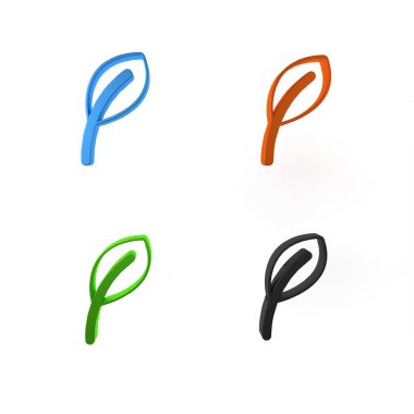 Beyaz arkaplanda renkli Yaprak simgesi izole edildi. İşaret bırakıyor. Taze doğal ürün sembolü. Minimalizm kavramı. 3 Boyutlu resimleme