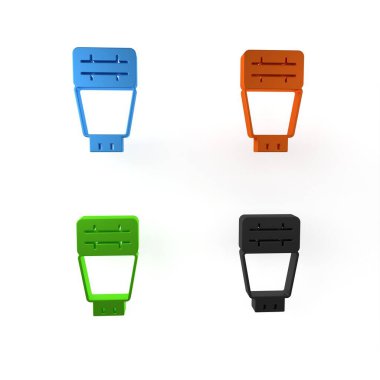 Renkli fotoğraf makinesi flaş ikonu beyaz arkaplanda izole edildi. Minimalizm kavramı. 3 Boyutlu resimleme