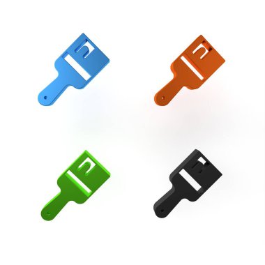 Beyaz arkaplanda renkli boya fırçası simgesi izole edildi. Minimalizm kavramı. 3 Boyutlu resimleme