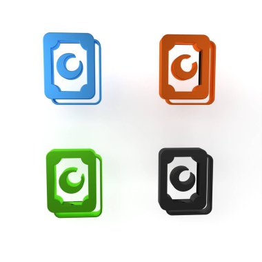 Beyaz arkaplanda renkli Tarot kartları simgesi izole edildi. Sihirli tarot kartları seti. Minimalizm kavramı. 3 Boyutlu resimleme