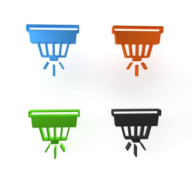 Beyaz arkaplanda renkli Duman Alarm Sistemi simgesi izole edildi. Duman dedektörü. Minimalizm kavramı. 3 Boyutlu resimleme