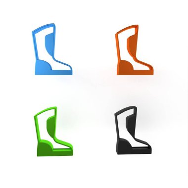 Renkli Ateş Botları simgesi beyaz arkaplanda izole edildi. Minimalizm kavramı. 3 Boyutlu resimleme