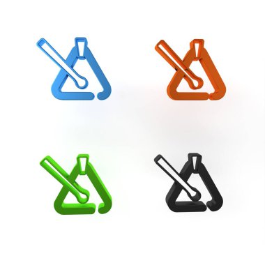 Renkli Üçgen müzik aleti simgesi beyaz arkaplanda izole edildi. Minimalizm kavramı. 3 Boyutlu resimleme