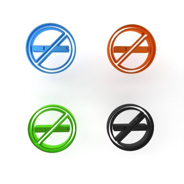 Beyaz arkaplanda sigara içilmeyen renkli simge. Sigara içmek yasaktır işareti. Minimalizm kavramı. 3 Boyutlu resimleme