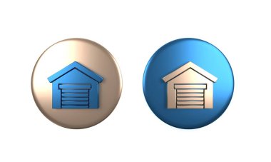 Renkli Garaj simgesi beyaz arkaplanda izole edildi. Çember düğmesi. 3 Boyutlu resimleme