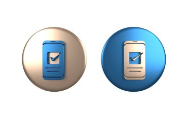 Renkli Akıllı Telefon, beyaz arkaplanda izole edilmiş cep telefonu simgesi. Çember düğmesi. 3 Boyutlu resimleme