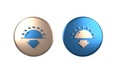 Beyaz arkaplanda renkli Sunset simgesi izole edildi. Çember düğmesi. 3 Boyutlu resimleme