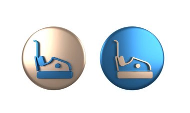 Renkli çarpışan araba simgesi beyaz arkaplanda izole edildi. Eğlence parkı. Çocuklar için eğlence parkı, eğlence parkı. Çember düğmesi. 3 Boyutlu resimleme