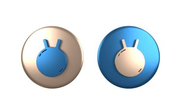 Beyaz arkaplanda renkli Kettlebell simgesi izole edildi. Spor malzemeleri. Çember düğmesi. 3 Boyutlu resimleme