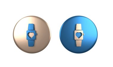 Beyaz arkaplanda renkli Smartwatch simgesi izole edildi. Çember düğmesi. 3 Boyutlu resimleme