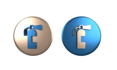 Beyaz arkaplanda izole edilmiş renkli yangın söndürme ikonu. Çember düğmesi. 3 Boyutlu resimleme