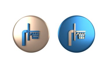 Beyaz zemin üzerinde izole edilmiş renkli basketbol arka tahtası simgesi. Çember düğmesi. 3 Boyutlu resimleme