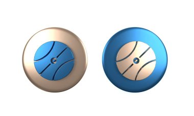 Beyaz arka planda izole edilmiş renkli basketbol ikonu. Spor sembolü. Çember düğmesi. 3 Boyutlu resimleme