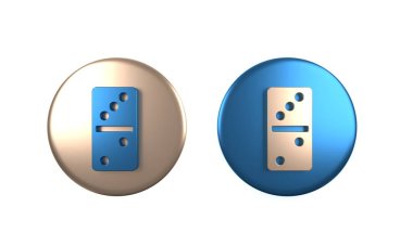 Beyaz arkaplanda izole edilmiş renkli Domino simgesi. Çember düğmesi. 3 Boyutlu resimleme