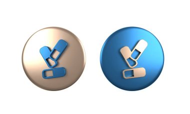 Beyaz arka planda izole edilmiş renkli ilaç kapsülü ikonu vitamin kompleksi. Sağlıklı bir yaşam tarzı. Çember düğmesi. 3 Boyutlu resimleme