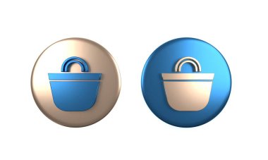 Renkli plaj çanta simgesi beyaz arkaplanda izole edildi. Çember düğmesi. 3 Boyutlu resimleme