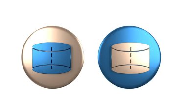 Renkli Geometrik şekil silindir simgesi beyaz arkaplanda izole edildi. Soyut şekil. Geometrik süs. Çember düğmesi. 3 Boyutlu resimleme
