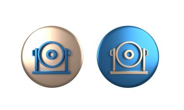 Renkli Gong müzik perküsyon enstrümanı dairesel metal disk simgesi beyaz arka planda izole edildi. Çember düğmesi. 3 Boyutlu resimleme