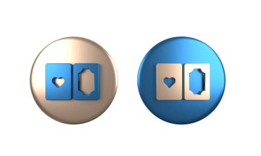 Beyaz arkaplanda izole edilmiş renkli iskambil kartı simgesi. Kumarhane kumarı. Çember düğmesi. 3 Boyutlu resimleme