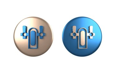 Beyaz arkaplanda renkli bira tıklatma simgesi izole edildi. Çember düğmesi. 3 Boyutlu resimleme