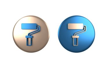 Beyaz arkaplanda renkli boya fırçası ikonu izole edildi. Çember düğmesi. 3 Boyutlu resimleme