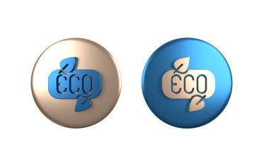 Beyaz arkaplanda renkli Yaprak Çevre sembolü simgesi izole edildi. Pankart, etiket, etiket, logo, çevre yeşili etiketi. Çember düğmesi. 3 Boyutlu resimleme