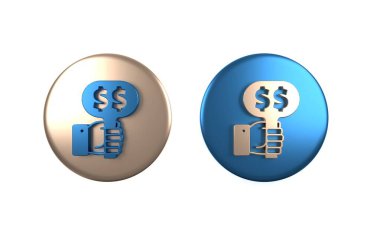 Renkli El açık arttırma raket simgesi beyaz arka planda izole edildi. Teklif konsepti. Açık arttırma yarışması. BID yazıtları olan el kaldırma işaretleri. Çember düğmesi. 3 Boyutlu resimleme