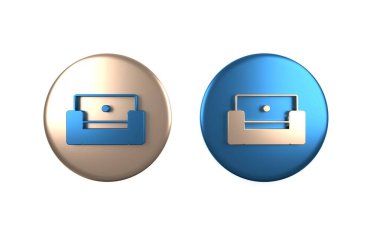 Beyaz arkaplanda renkli Kol Koltuğu simgesi izole edildi. Çember düğmesi. 3 Boyutlu resimleme
