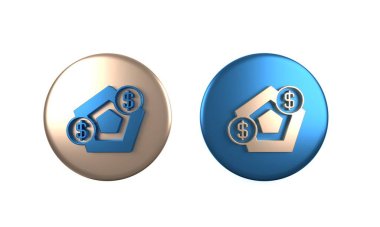 Renkli finansal büyüme ikonu beyaz arka planda izole edildi. Gelirleri arttırıyorum. Çember düğmesi. 3 Boyutlu resimleme