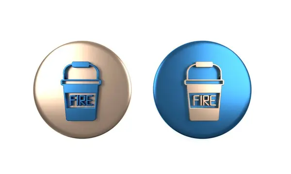 stock image Colorful Fire bucket icon isolated on white background. Metal bucket empty or with water for fire fighting. Circle button. 3D render illustration