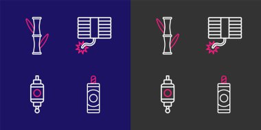 Firework hattı, Çin kağıt feneri ve Bambu ikonu. Vektör